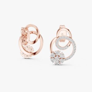 Elegant Floral Loop Diamond Stud Earrings Gresha Jewels