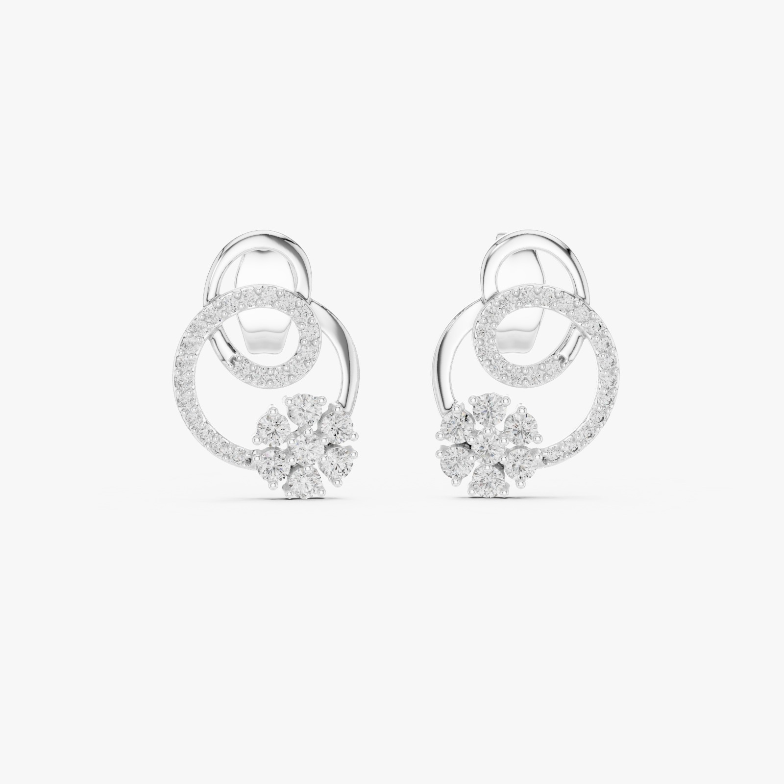 Elegant Floral Loop Diamond Stud Earrings Gresha Jewels