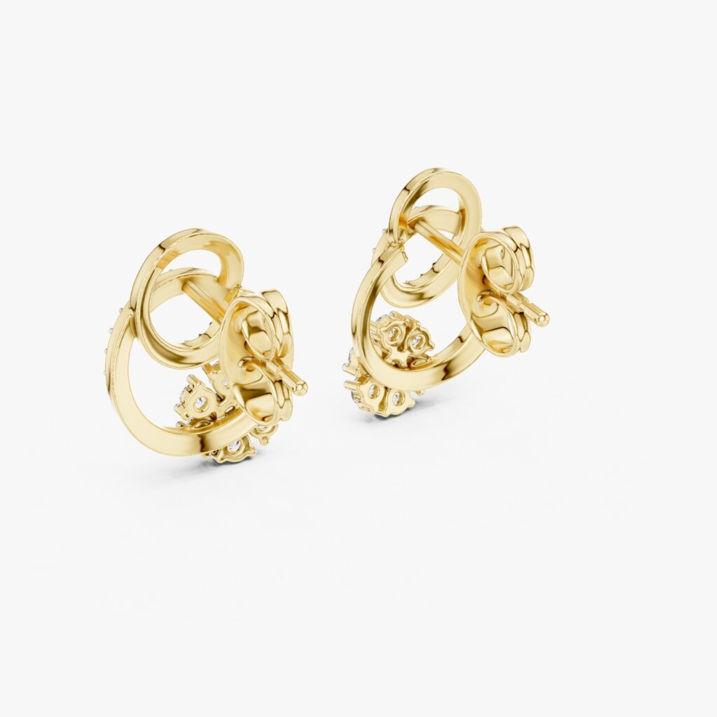 Elegant Floral Loop Diamond Stud Earrings GOLD Gresha Jewels