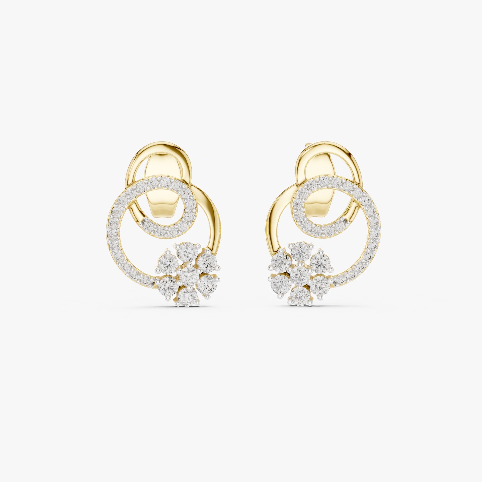 Elegant Floral Loop Diamond Stud Earrings Gresha Jewels