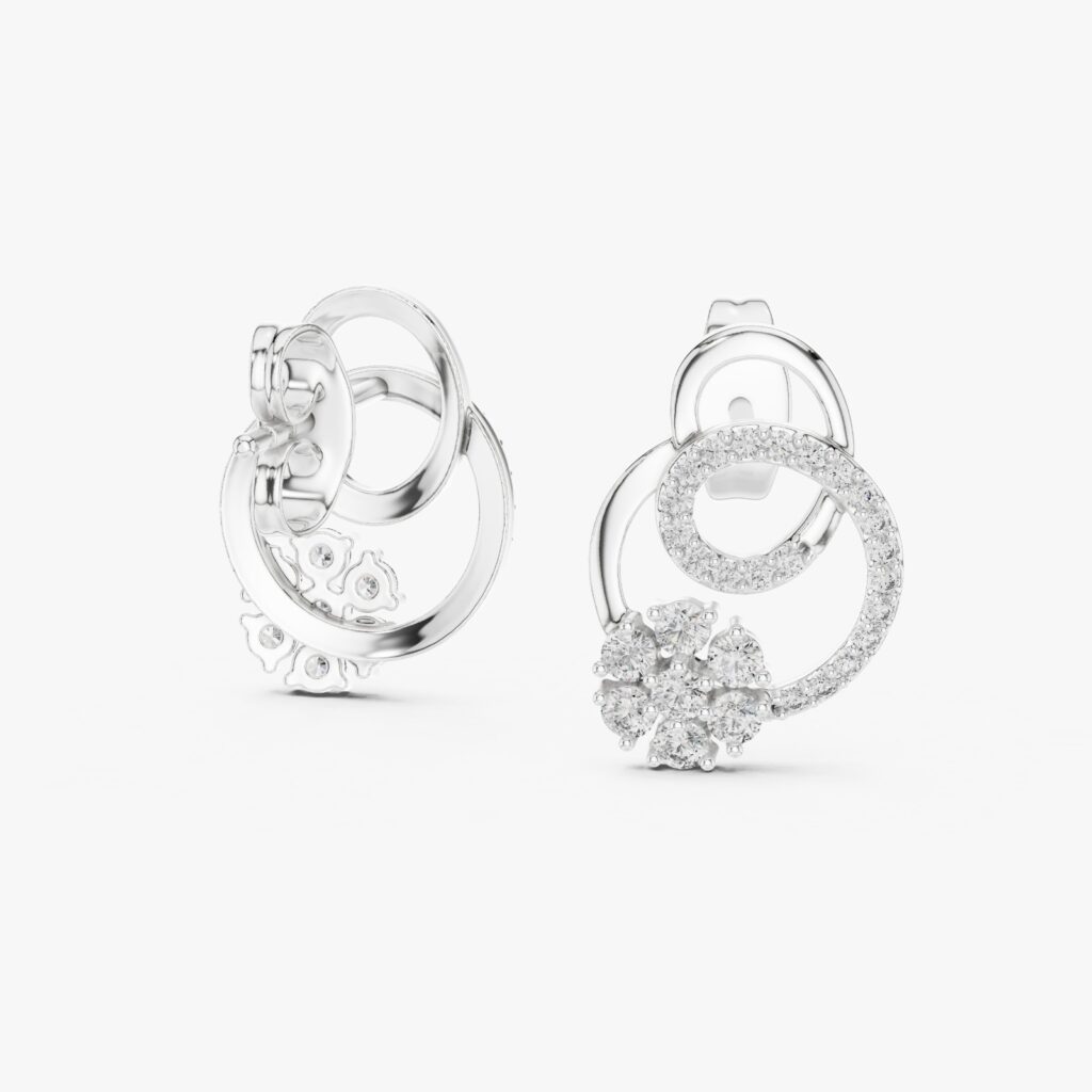 Elegant Floral Loop Diamond Stud Earrings Gresha Jewels