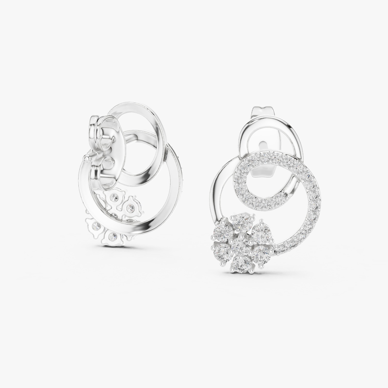 Elegant Floral Loop Diamond Stud Earrings Gresha Jewels
