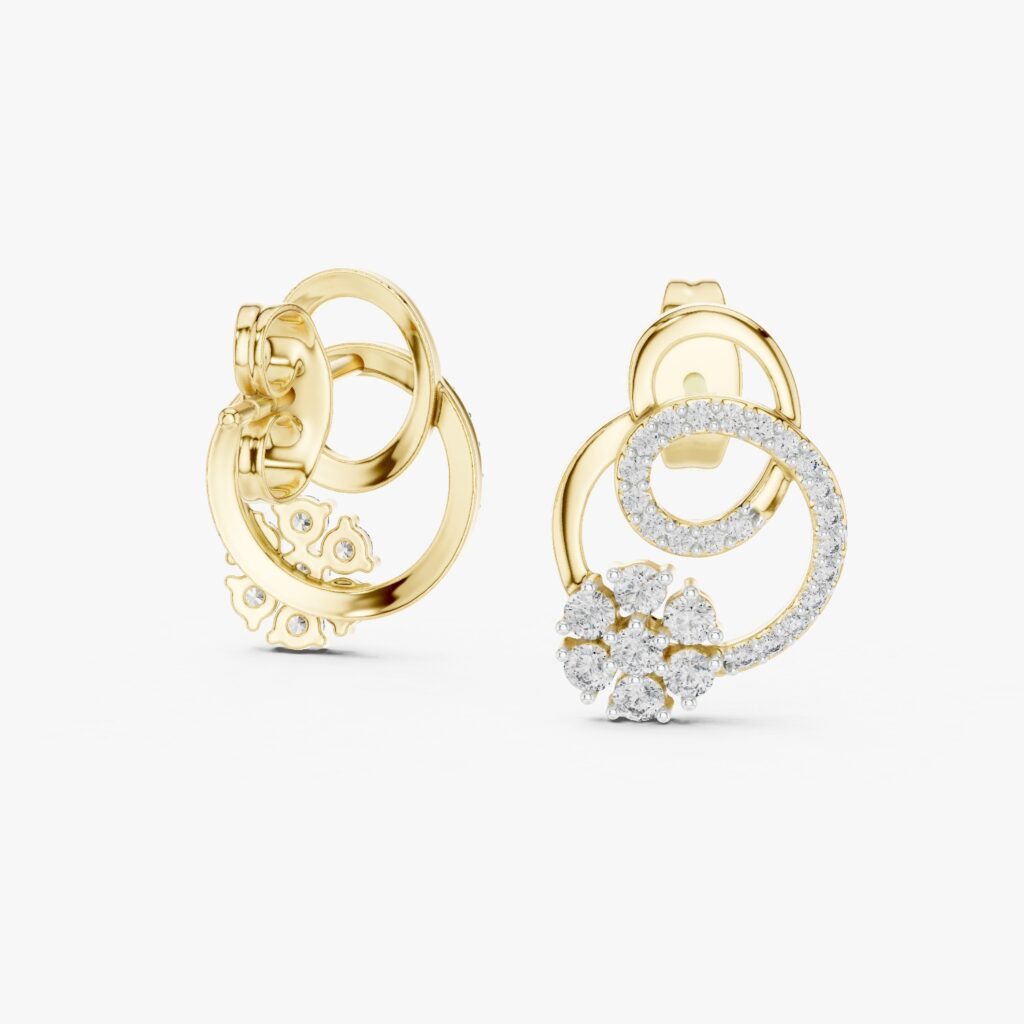 Elegant Floral Loop Diamond Stud Earrings Gresha Jewels