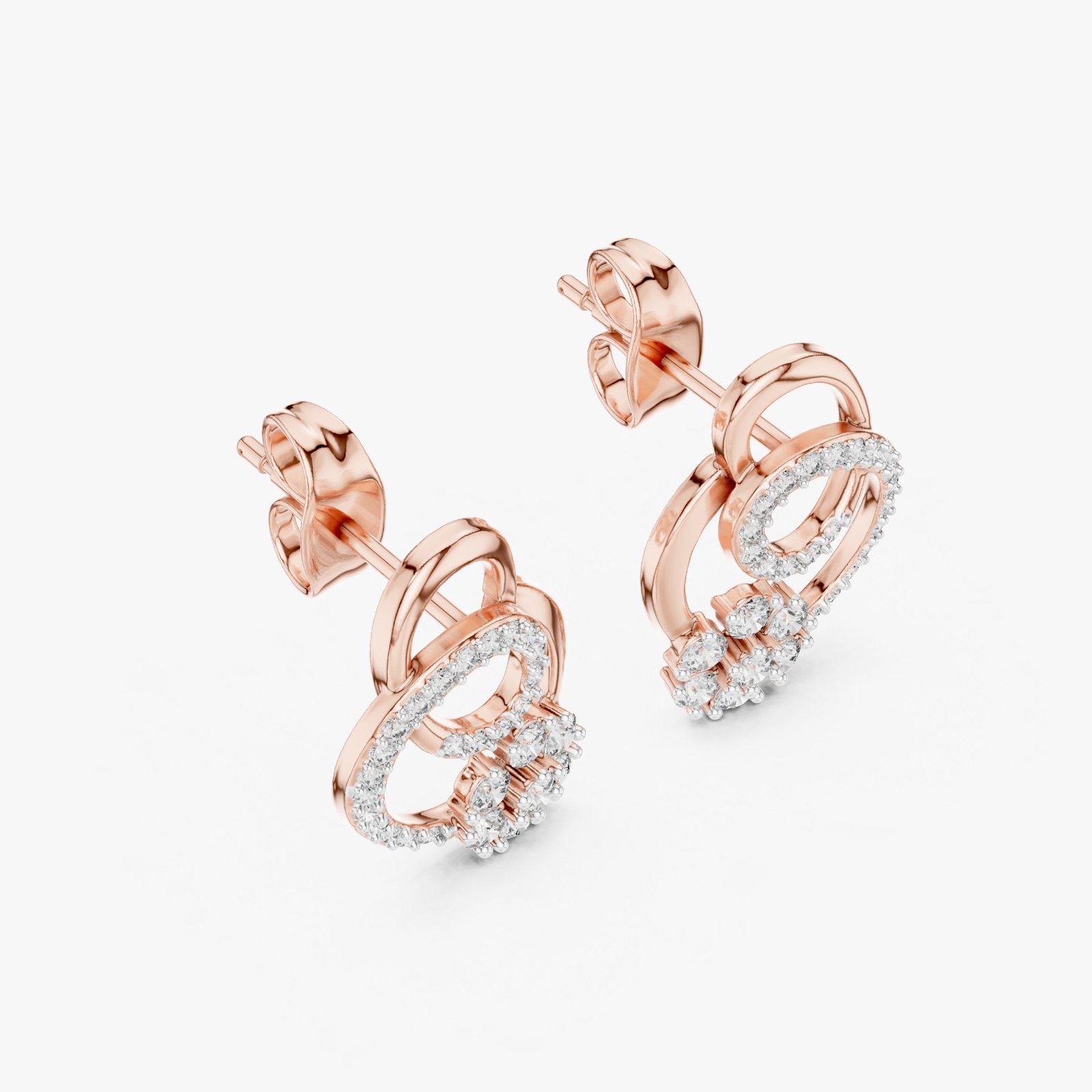 Elegant Floral Loop Diamond Stud Earrings Gresha Jewels