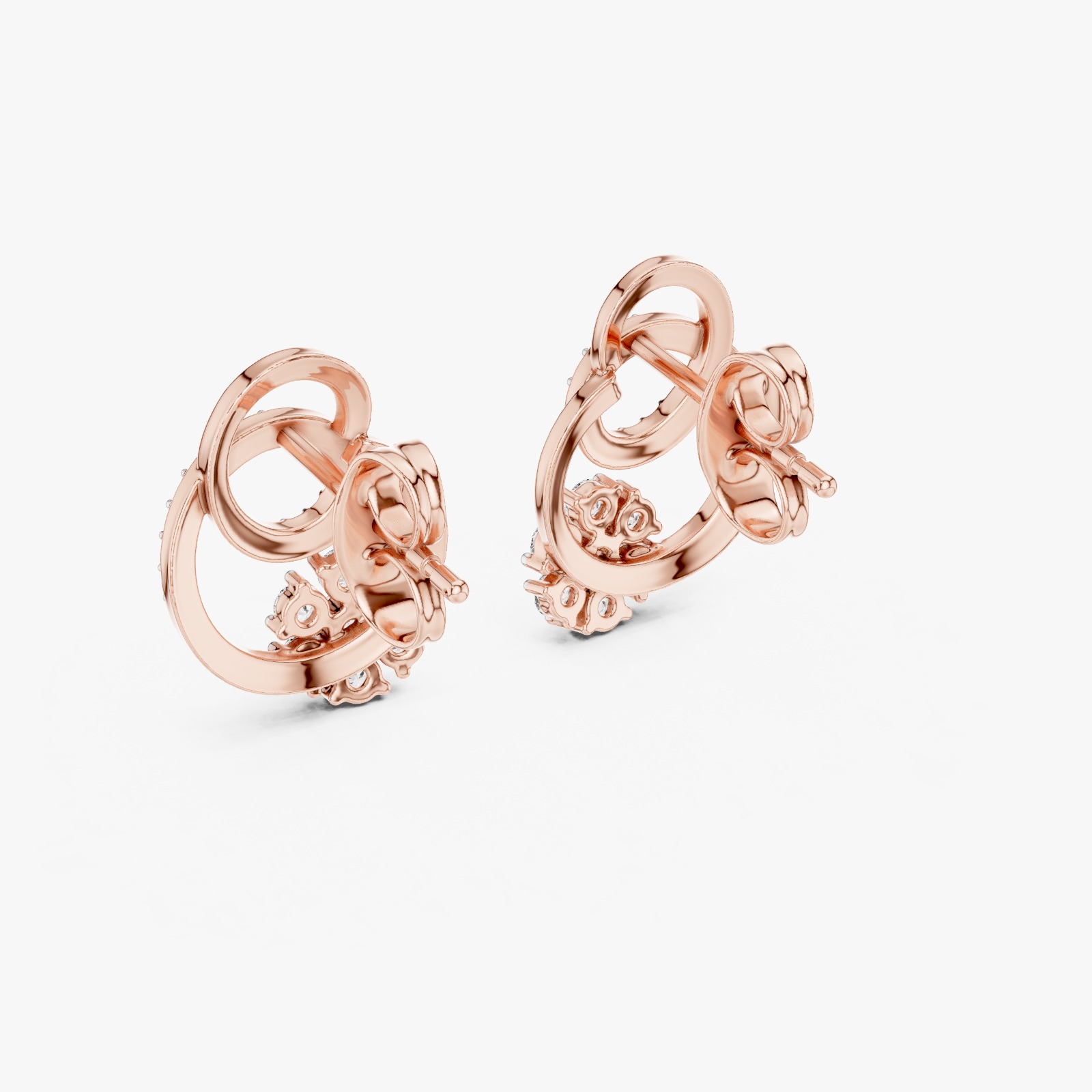 Elegant Floral Loop Diamond Stud Earrings Gresha Jewels