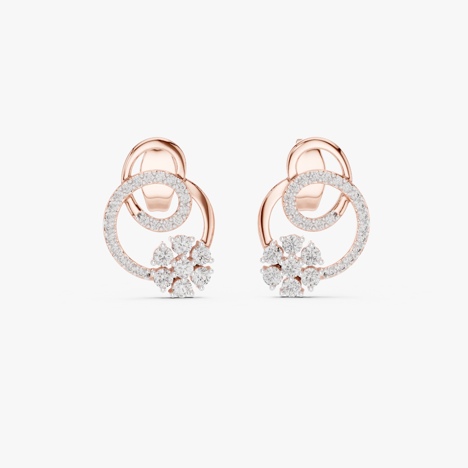 Elegant Floral Loop Diamond Stud Earrings Gresha Jewels