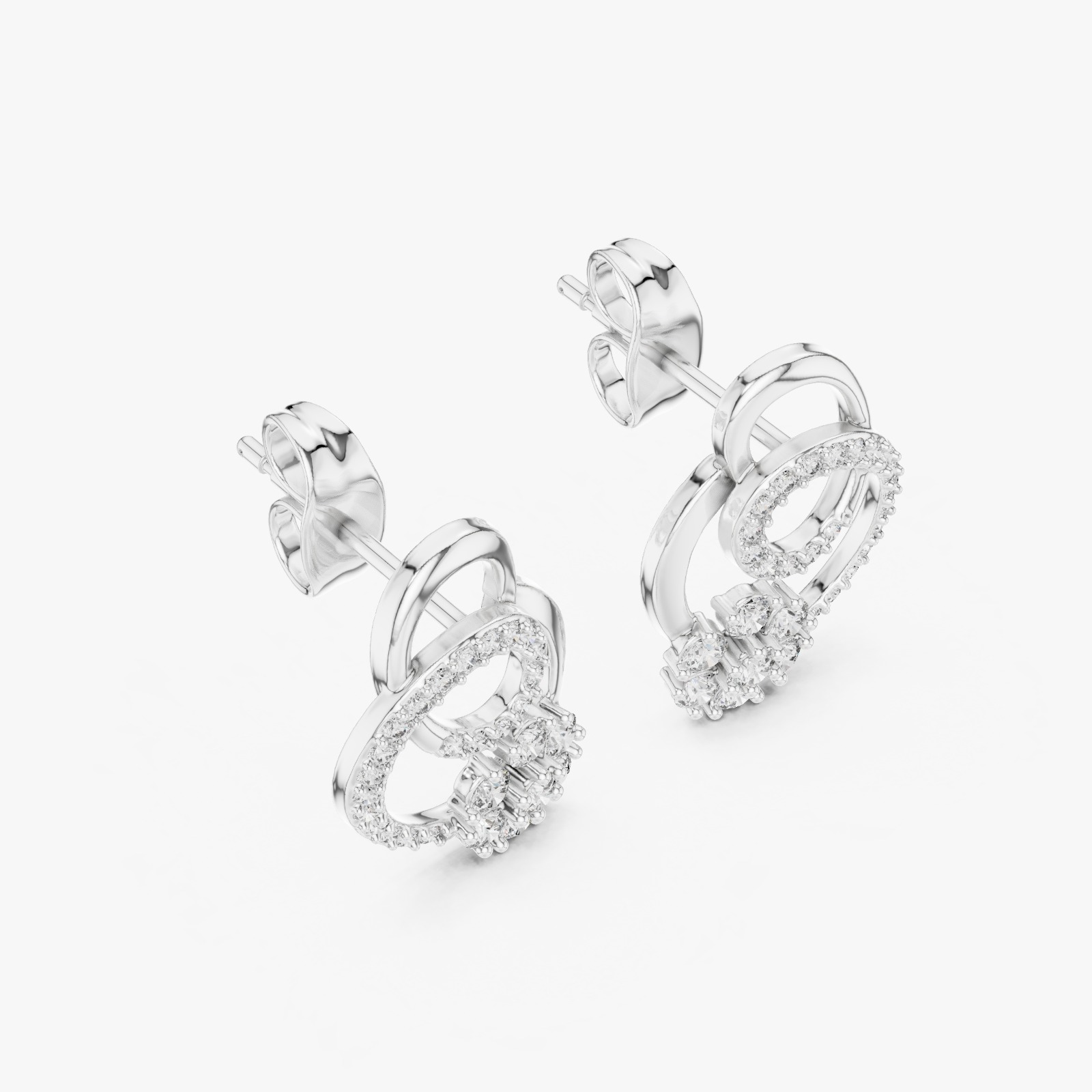 Elegant Floral Loop Diamond Stud Earrings Gresha Jewels