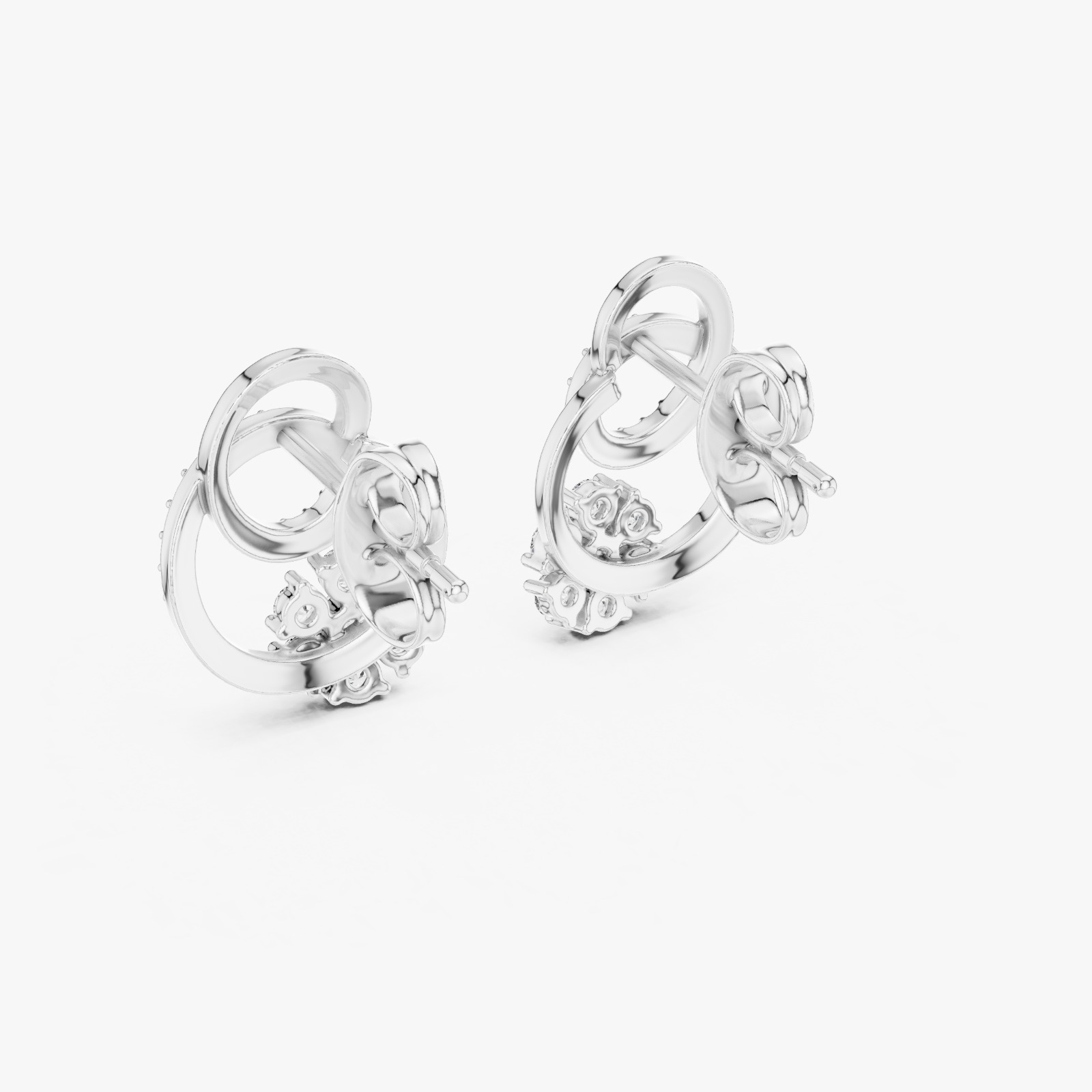 Elegant Floral Loop Diamond Stud Earrings GOLD Gresha Jewels